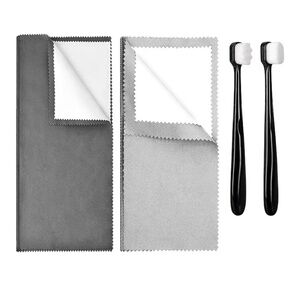 Silver Jewelry Cleaning Kit | Polishing Cloths + Soft Brushes | Gold Rings Chain
